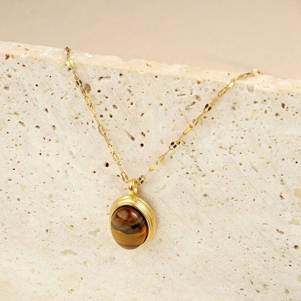 brown gemstone pendant necklace