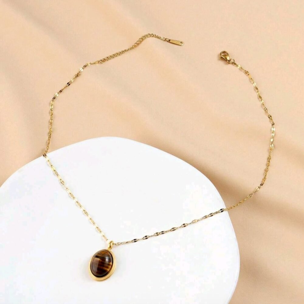 brown gemstone pendant necklace