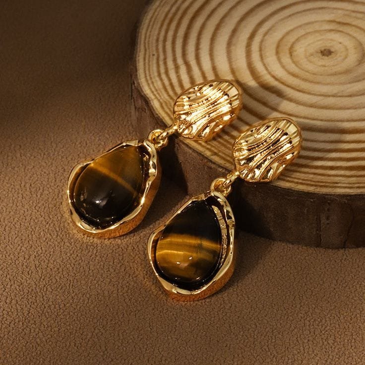 brown gemstone earrings