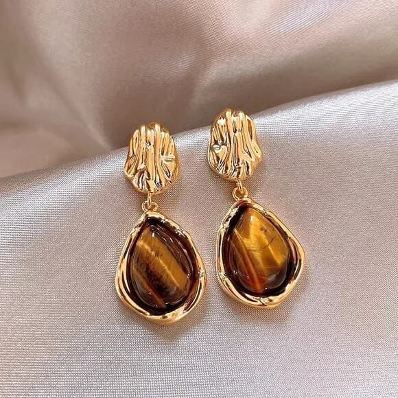 brown gemstone earrings