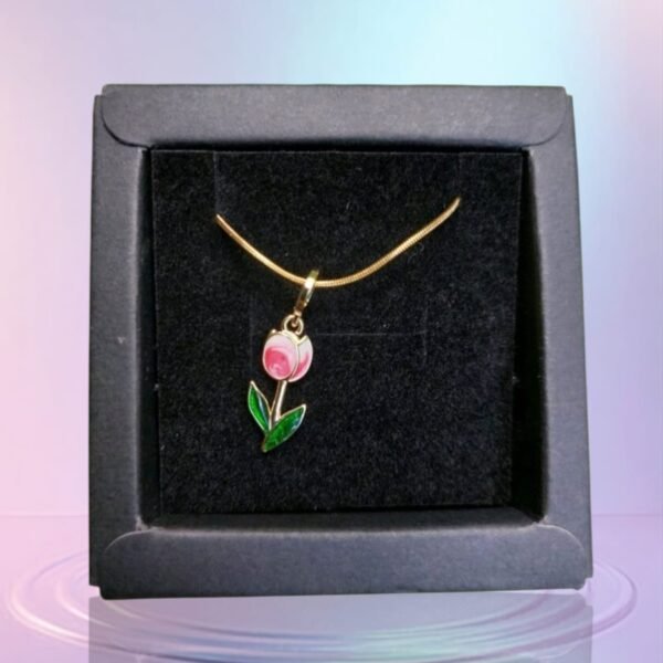 ficcino colorful tulip pendant necklace, titanium stainless steel with gold plated – 310