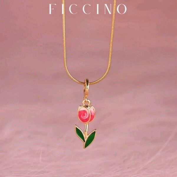 ficcino colorful tulip pendant necklace, titanium stainless steel with gold plated – 310 hover