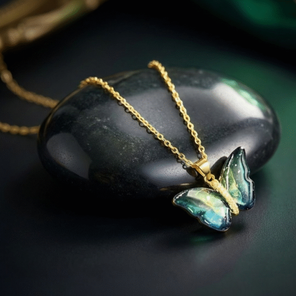 black colored butterfly rhinestone necklace