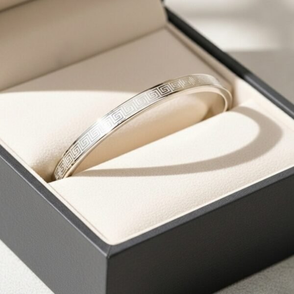 textured silver stainless steel bangle