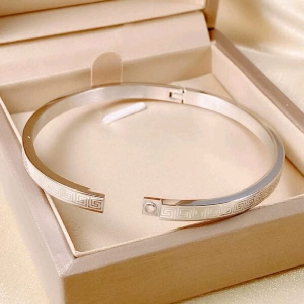 textured silver stainless steel bangle    208 hover