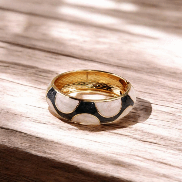 black & white enamel statement bangle