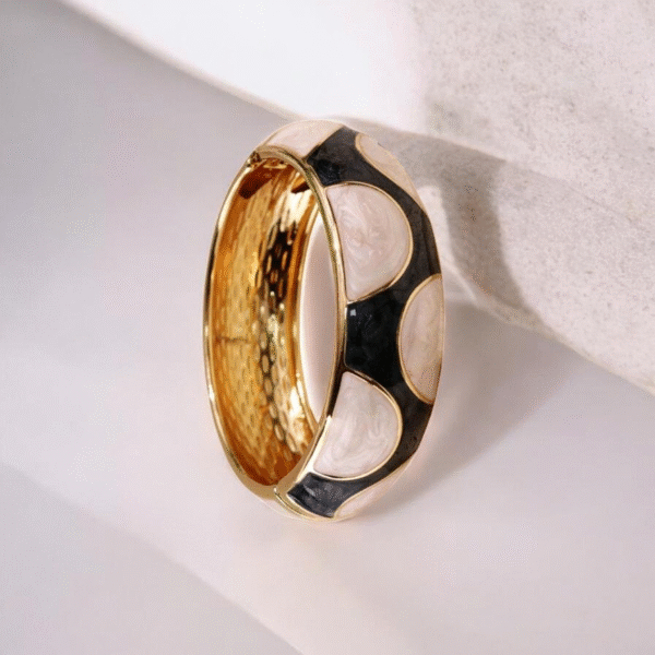 black & white enamel statement bangle