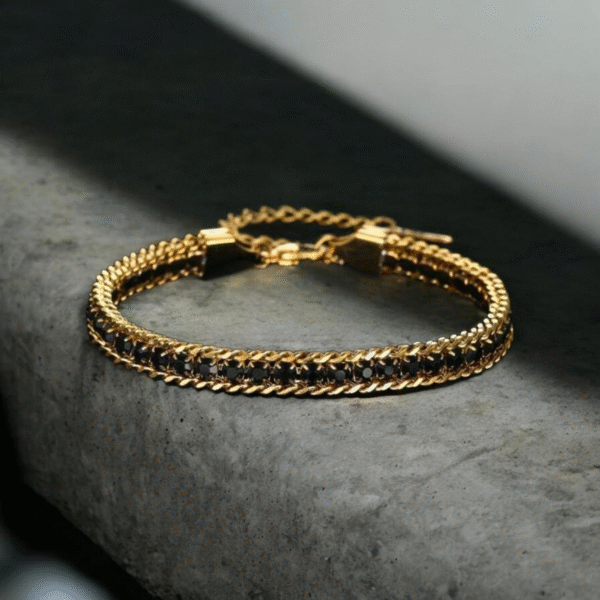 black crystal double chain bracelet