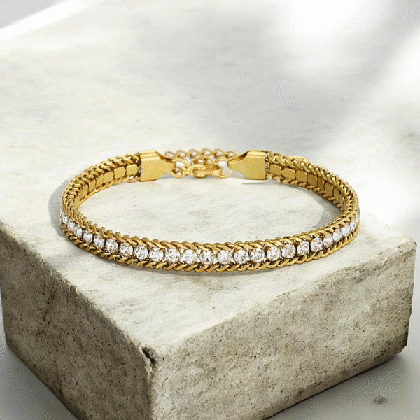 White Crystal Double Chain Bracelet