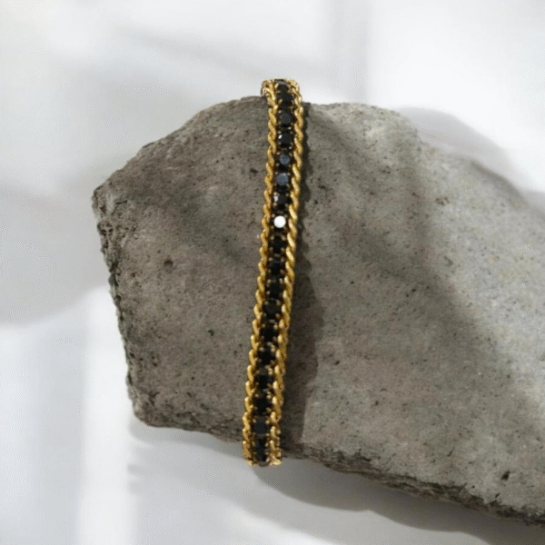 black crystal double chain bracelet